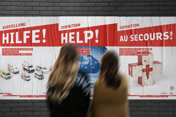 Posters of the red cross exhibition at the city museum