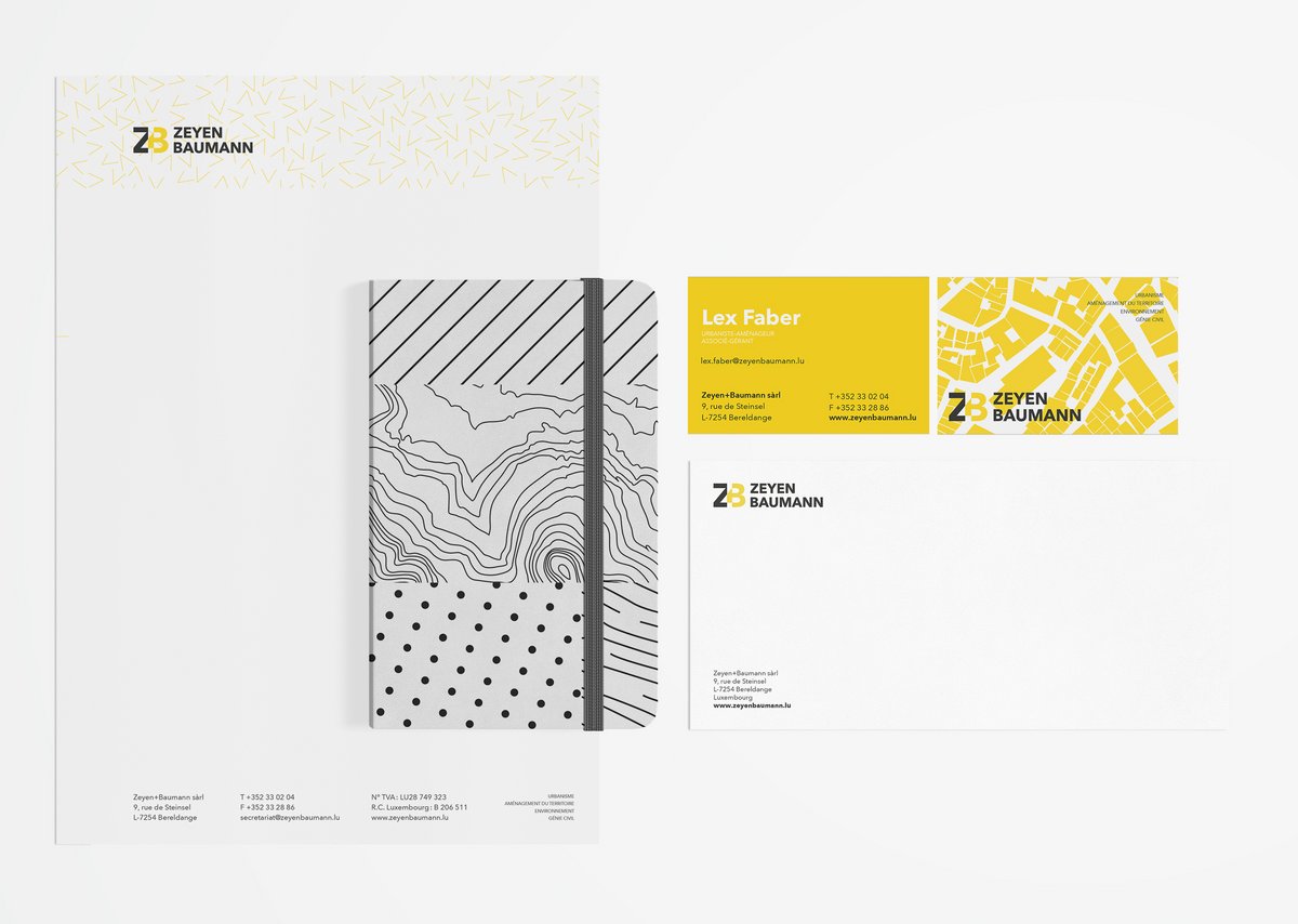 Stationery with Zeyen Baumann corporate identity