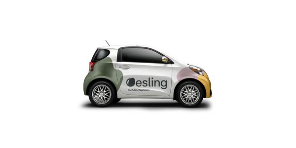 A small car with the Oesling brand identity