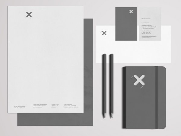 Stationery with luxaviation's corporate identity